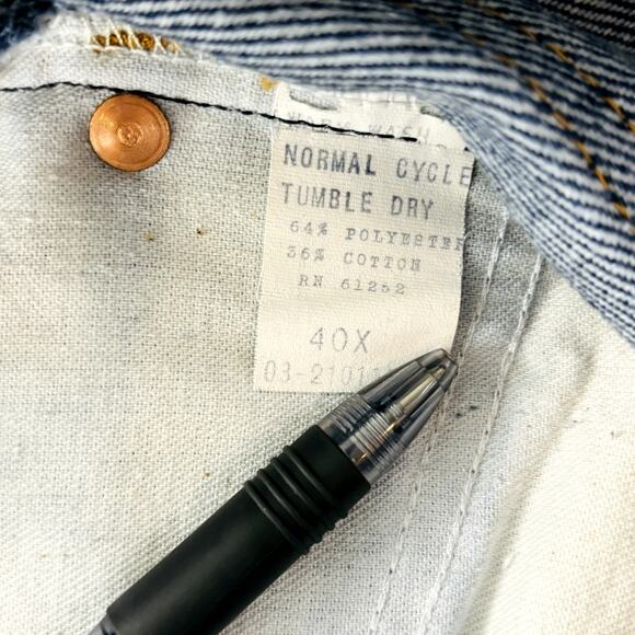 Vintage Mens‎ 38x25 Old Home Bakery Nice Buns Jeans Dark Wash Straight Hemmed - Picture 8 of 8